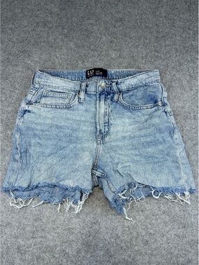 GAP Denim Shorts Women Size 2/26S High Rise Wide Leg Light Wash Mom Jeans Summer